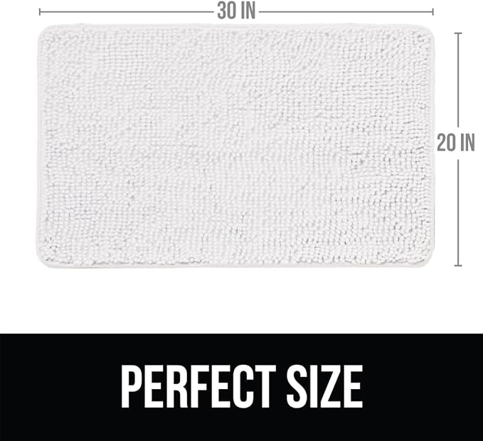 KANGAROO Bathroom Rugs, Chenille Soft Absorbent Bath Rug, Shaggy Shower Mat - Image 2