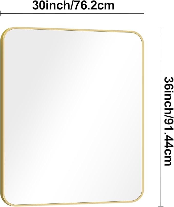 Gold Bathroom Mirror, 30x36 inch Wall Mirror - Image 7