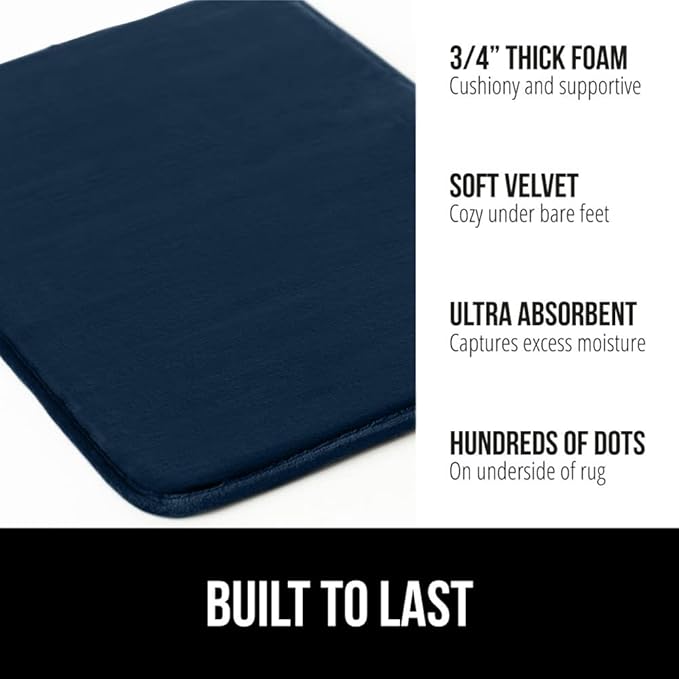 GORILLA GRIP Memory Foam Bath Rugs, Soft Absorbent Velvet Bathroom Mats - Image 3