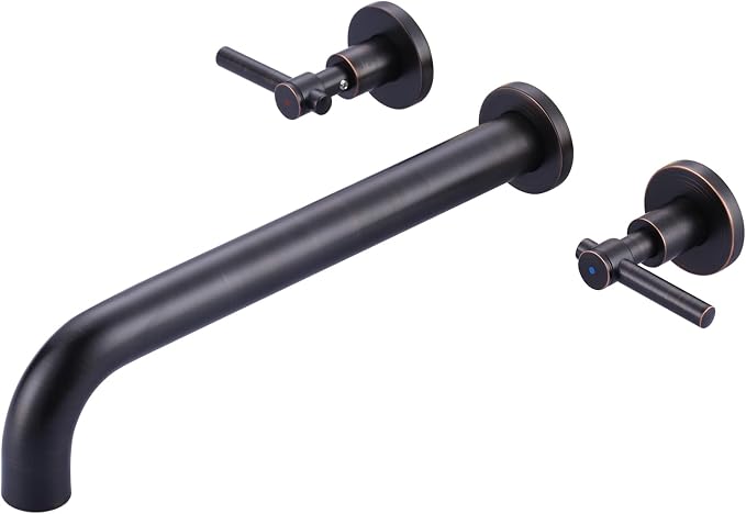 ALEASHA Wall Mount Tub Filler Tub Faucet High Flow Bathtub Faucets Two Handles by ALEASHA