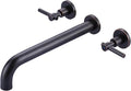 ALEASHA Wall Mount Tub Filler Tub Faucet High Flow Bathtub Faucets Two Handles by ALEASHA