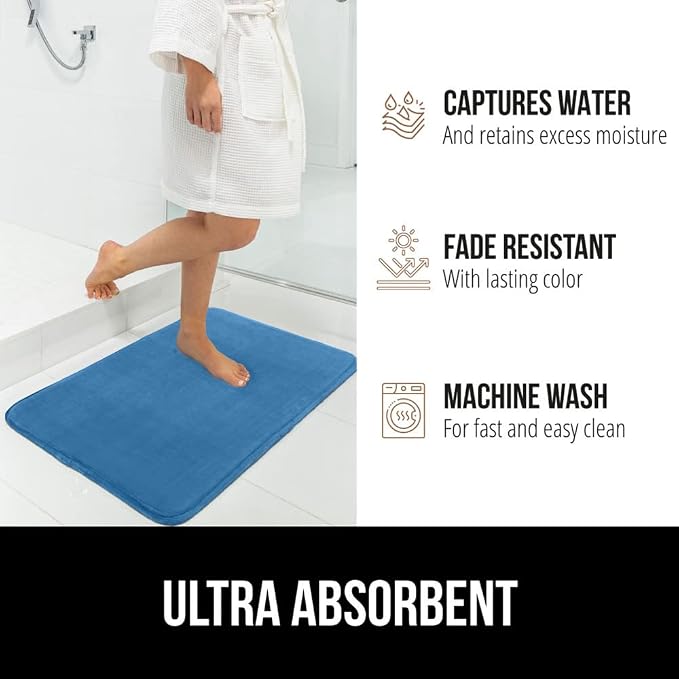 GORILLA GRIP Memory Foam Bath Rugs, Soft Absorbent Velvet Bathroom Mats - Image 6