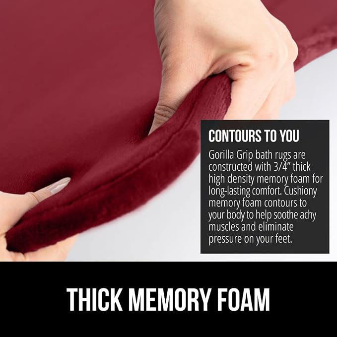 GORILLA GRIP Memory Foam Bath Mat, Soft Absorbent Velvet Bathroom Mats - Image 4