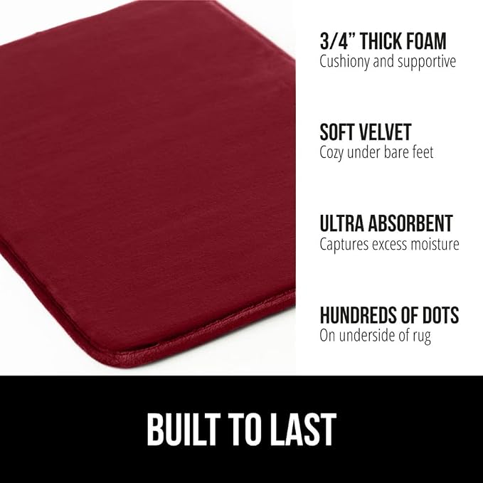 GORILLA GRIP Memory Foam Bath Mat, Soft Absorbent Velvet Bathroom Mats - Image 3