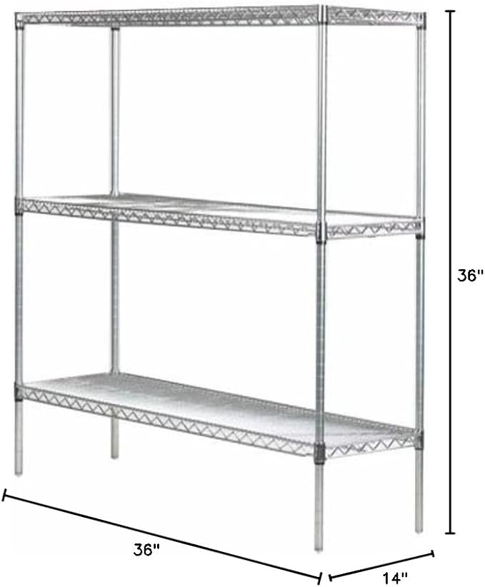 Omega 14" Deep x 36" Wide x 36" High 3 Tier Gray Starter Shelving Unit - Image 3