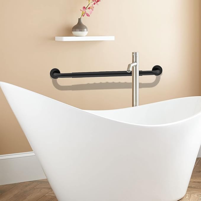 32 Inch Shower Grab Bar w/Anti Slip Rubber Grip, Munzong Black Stainless Steel - Image 7