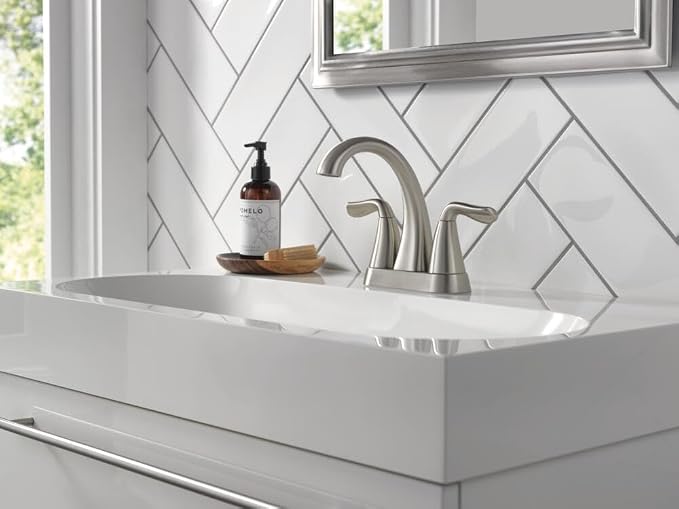 Delta Arvo Centerset Bathroom Faucet, Brushed Nickel 2-Handle Bathroom Faucet - Image 6