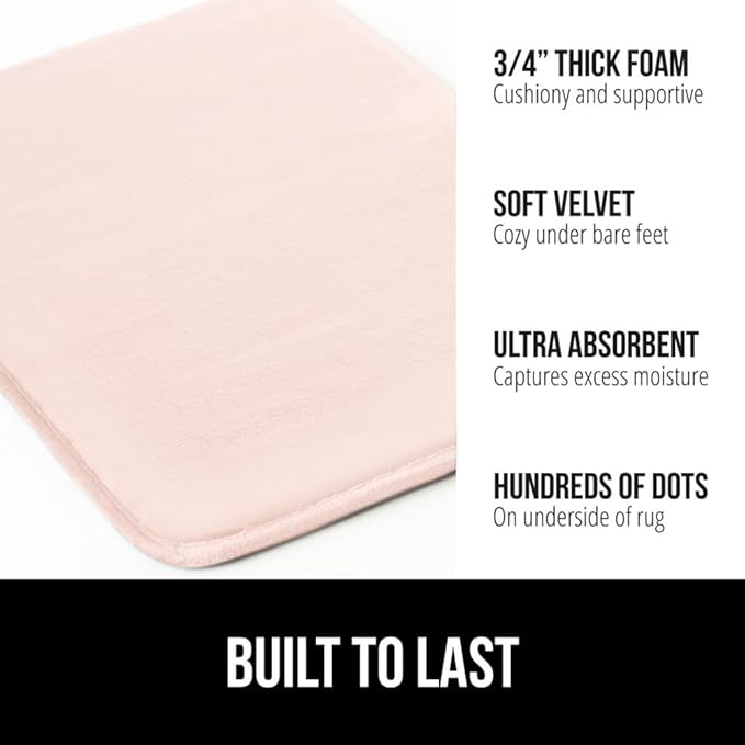 GORILLA GRIP Memory Foam Bath Mat, Soft Absorbent Velvet Bathroom Mats - Image 3