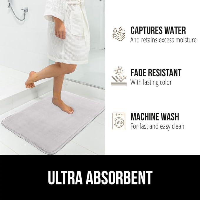 GORILLA GRIP Memory Foam Bath Rugs, Soft Absorbent Velvet Bathroom Mats - Image 6