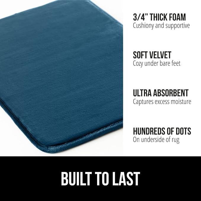 GORILLA GRIP Memory Foam Bath Mat, Soft Absorbent Velvet Bathroom Mats - Image 3