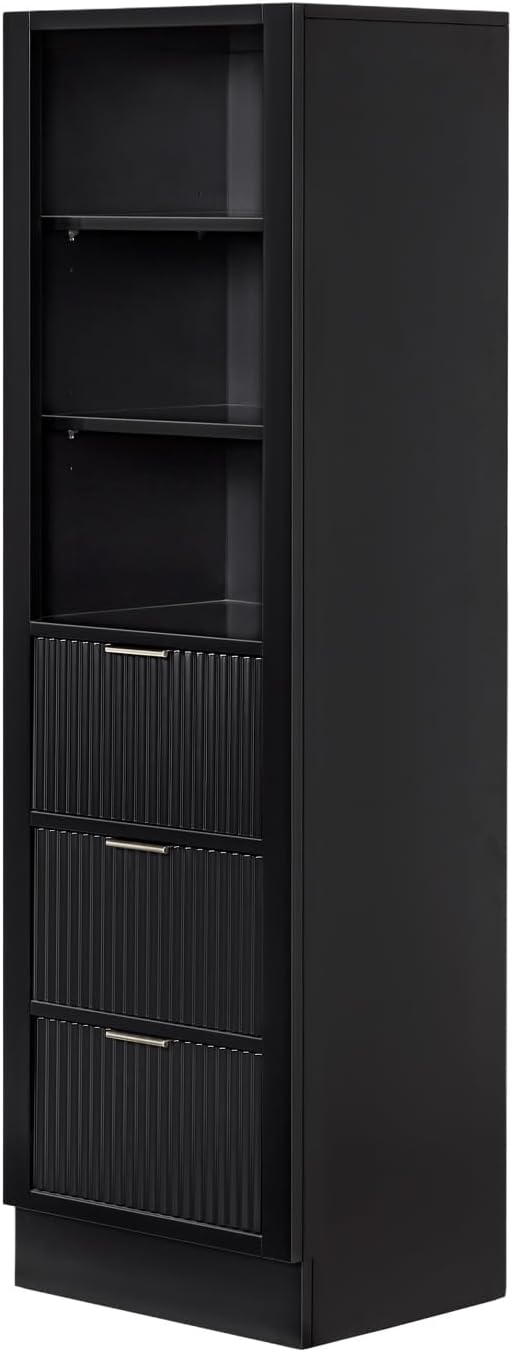 ARIEL Milan Bathroom Storage Cabinet 65”H x 20”W x 16”D Black - Image 8