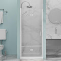 32 in.W x 72 in.H Bifold Frameless Glass Shower Door 1/4” Tempered Clear Glass by Bathenum