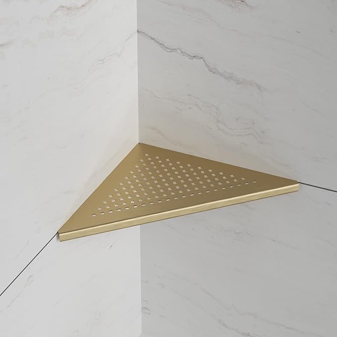 Neodrain 10 Inch Golden Bathroom Corner Shelf Set of 2, Floating Corner Shelves - Image 4