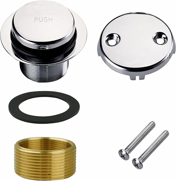 Chrome Bathtub Drain Tip-Toe Two-Hole, Welsan Tub Drain Trim Set Conversion Kit by WELSANGREENHOME