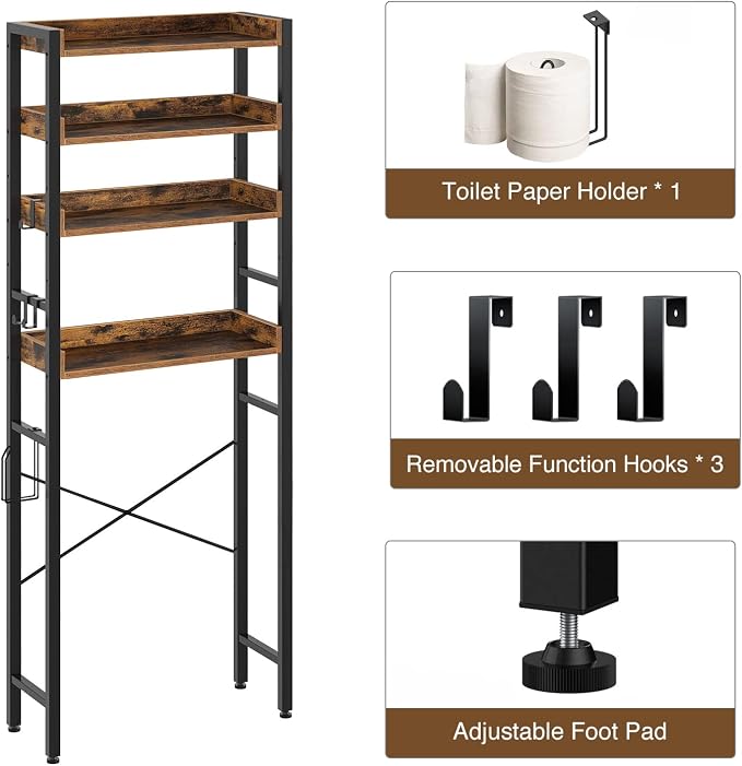 Rolanstar Over The Toilet Storage Rack, 3-Tier Bathroom Space Saver - Image 8