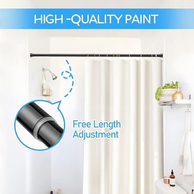 Tension Curtain Rod Black Tension Rod 28 To 48 Inch Spring Curtain Rod Non Slip - Image 4