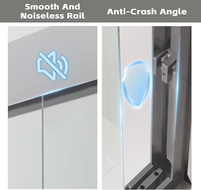 Shower Doors Glass Sliding, Semi-Frameless, 1/4" Inch Sgcc Tempered Glass - Image 8