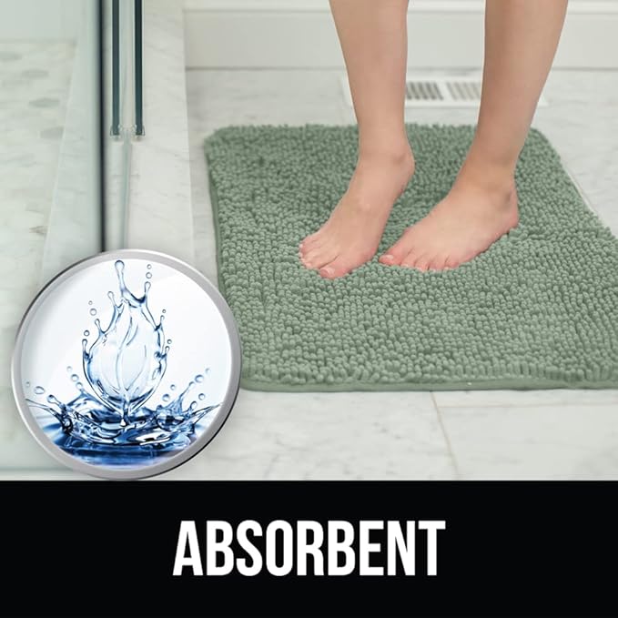 KANGAROO Bathroom Rugs, Chenille Soft Absorbent Bath Rug, Shaggy Shower Mat - Image 6