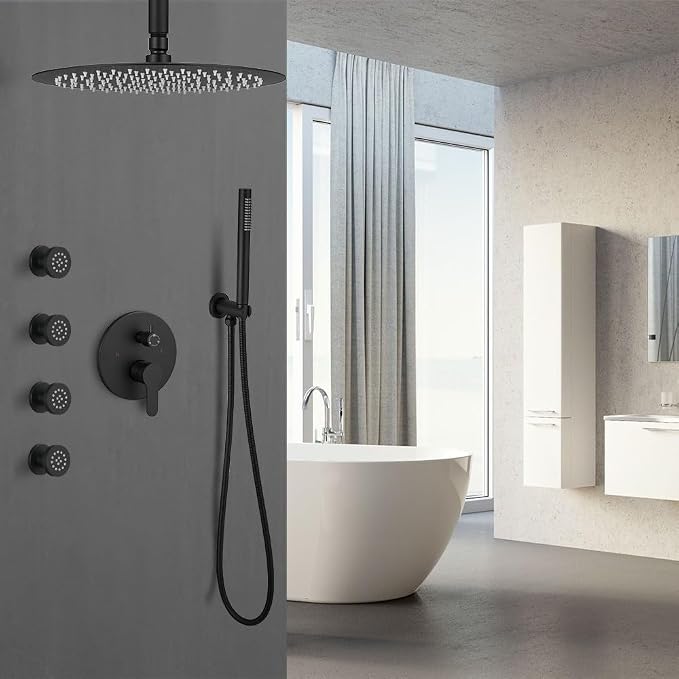 Matte Black Round Shower Faucet Set - Image 2