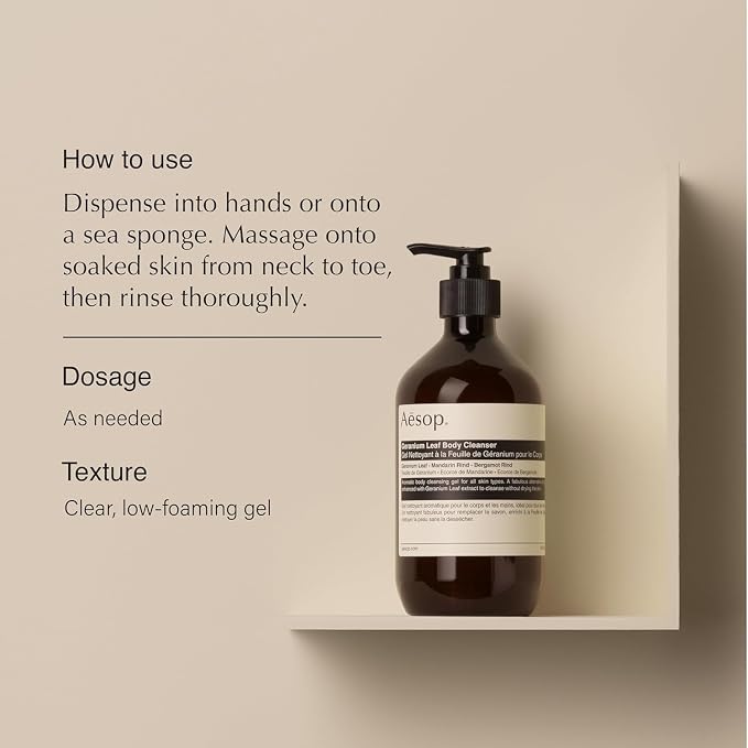 Aesop Geranium Leaf Body Cleanser Refill | Invigorating Gentle Cleansing Gel | - Image 2