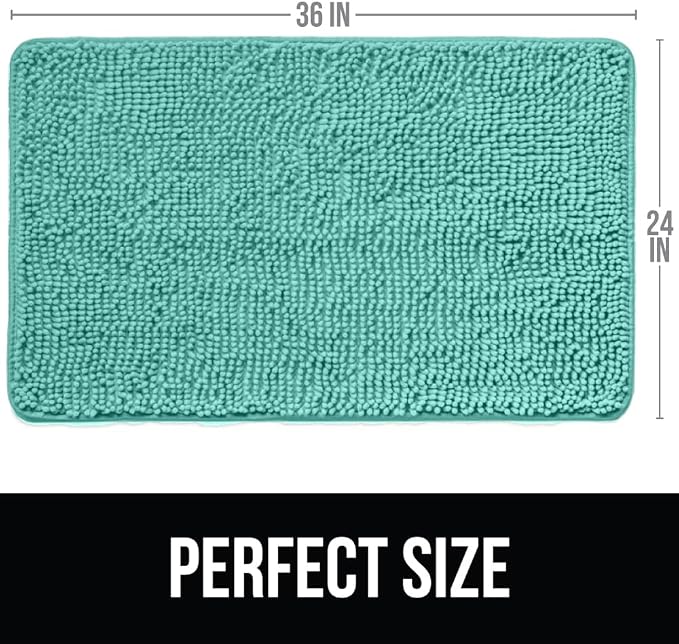 KANGAROO Bathroom Rugs, Chenille Soft Absorbent Bath Rug, Shaggy Shower Mat - Image 2