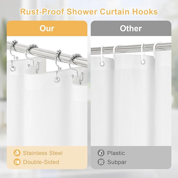 3 in 1 Long Charcoal Grey Shower Curtain Set-72 W x 78 H, Modern Waffle and - Image 4