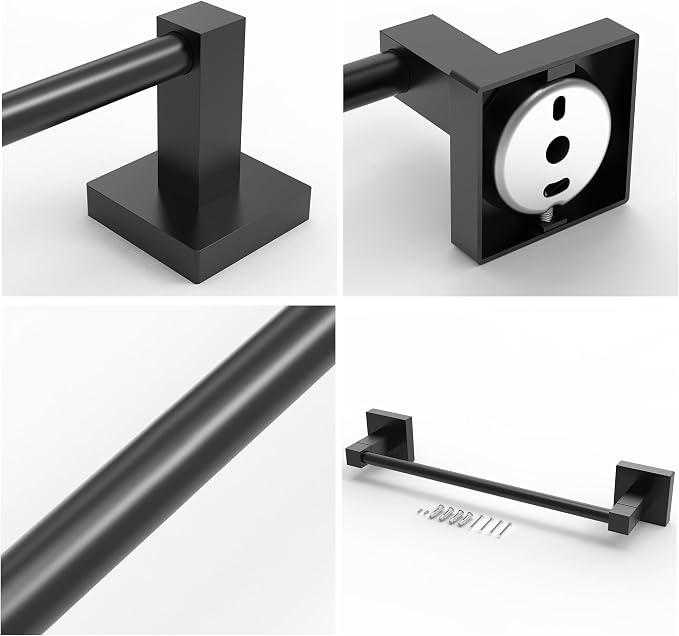 Ruacq Hand Towel Holder Towel Ring Black Center to Center 10inch Towel Bars - Image 5