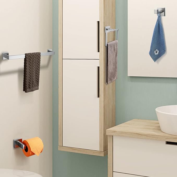 Brushed 4-Piece Bathroom Hardware Set Premium Stainless Steel Bath Towel Bar - Image 7