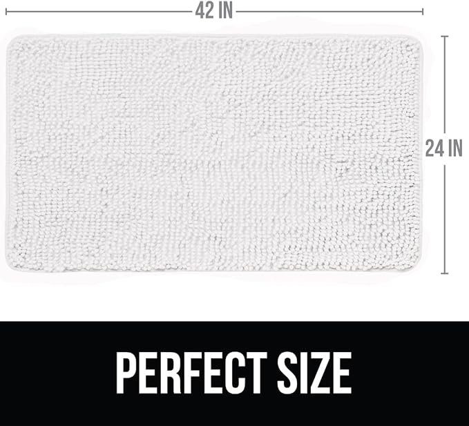 KANGAROO Bathroom Rugs, Chenille Soft Absorbent Bath Rug, Shaggy Shower Mat - Image 2