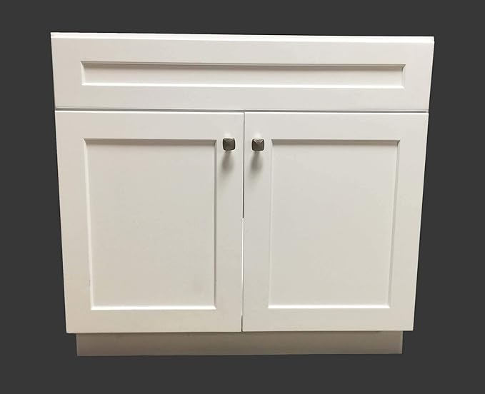 New White Shaker Single-sink Bathroom Vanity Base Cabinet 24" Wide x 21" Deep by Unknown