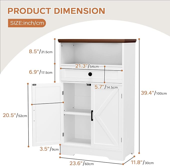 White Floor Cabinet, Farmhouse Storage Cabinet - Image 2