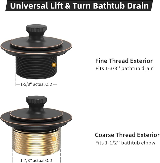 Oil Rubbed Bronze Tub Drain Trim Set Conversion Kit Assembly，All Brass Lift & - Image 4