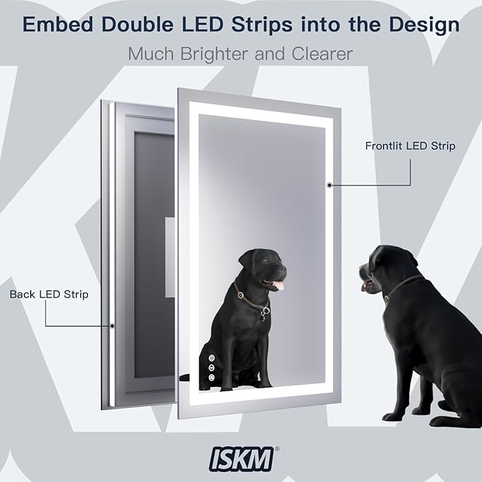 ISKM 32'' x 24'' LED Mirror for Bathroom Lighted Vanity Mirror for Wall Front - Image 2