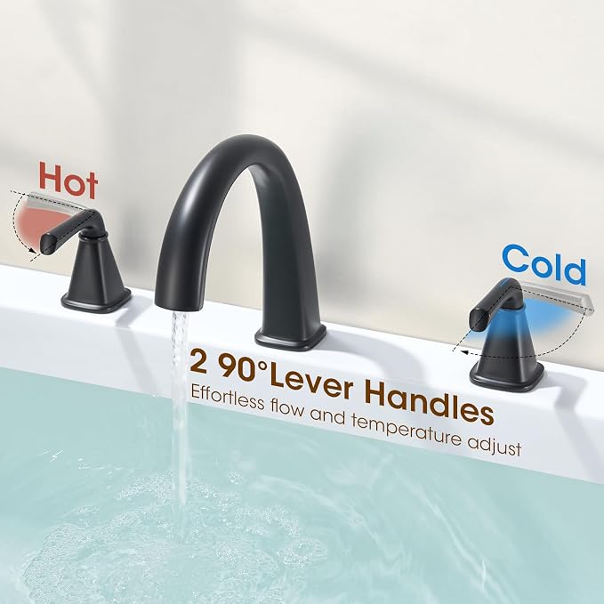 Matte Black Roman Tub Faucet, Solid Brass Bathtub Faucet Set - Image 4