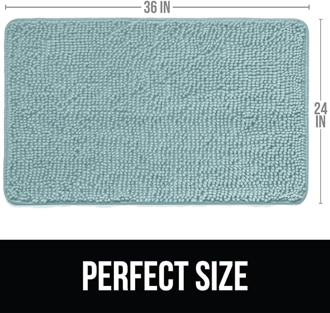 KANGAROO Bathroom Rugs, Chenille Soft Absorbent Bath Rug, Shaggy Shower Mat - Image 2