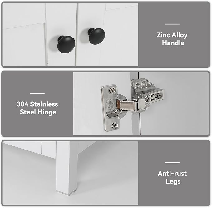48" White Bathroom Vanity with Marble Texture Top and 4 Drawers, Modern - Image 3