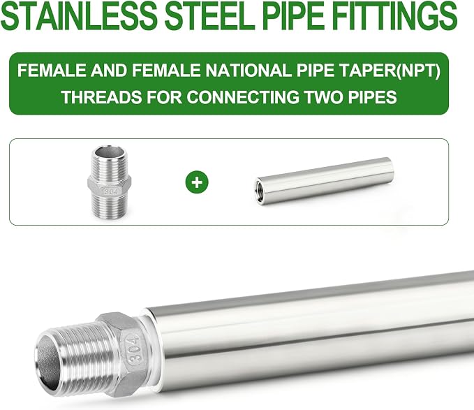 TAISHER 2PCS Stainless Steel Pipe Fittings, 1/4" NPT Female x 1/4" NPT Female - Image 6