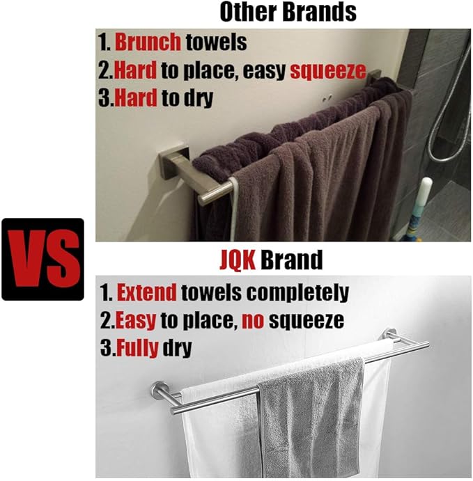 JQK Bath Towel Bar, 39 Inch 304 Stainless Steel Thicken 1mm Single Towel Rack - Image 8