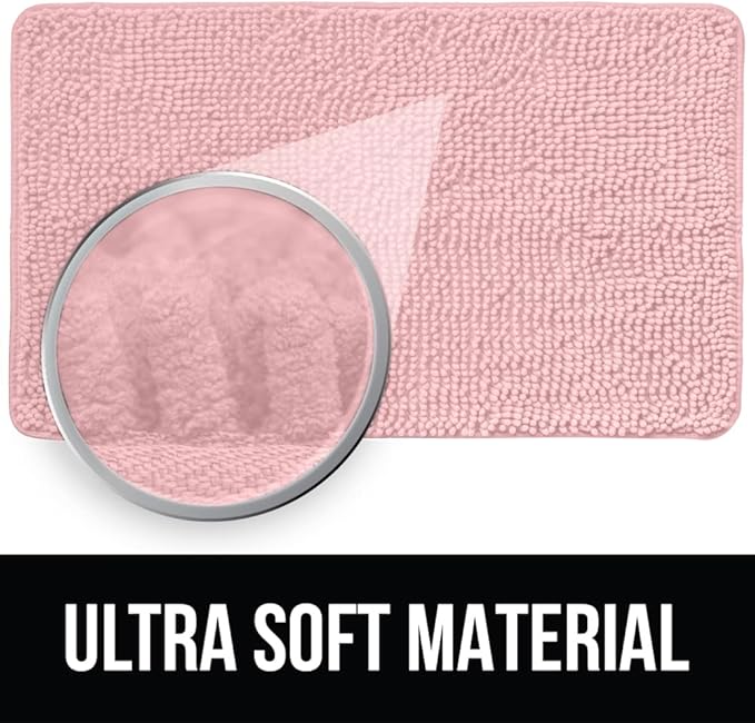 KANGAROO Bathroom Rugs, Chenille Soft Absorbent Bath Rug, Shaggy Shower Mat - Image 4