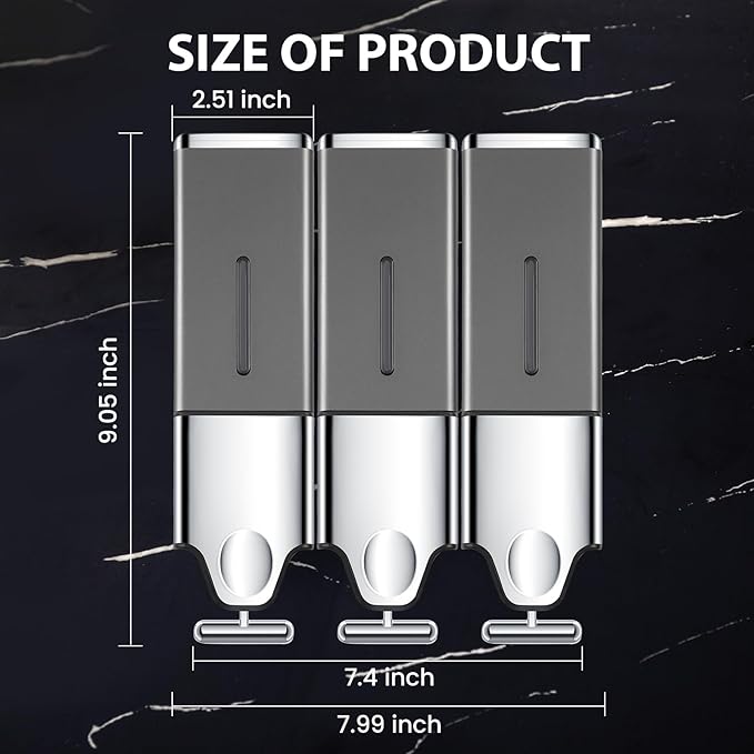 3-in-1 Quadrate Dispensers for The Shower, Shower soap Dispenser, Conditioner - Image 3