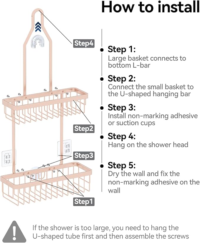 YASONIC Shower Caddy Hanging, Never Rust Shower Organizer Hanging, Aluminum - Image 8