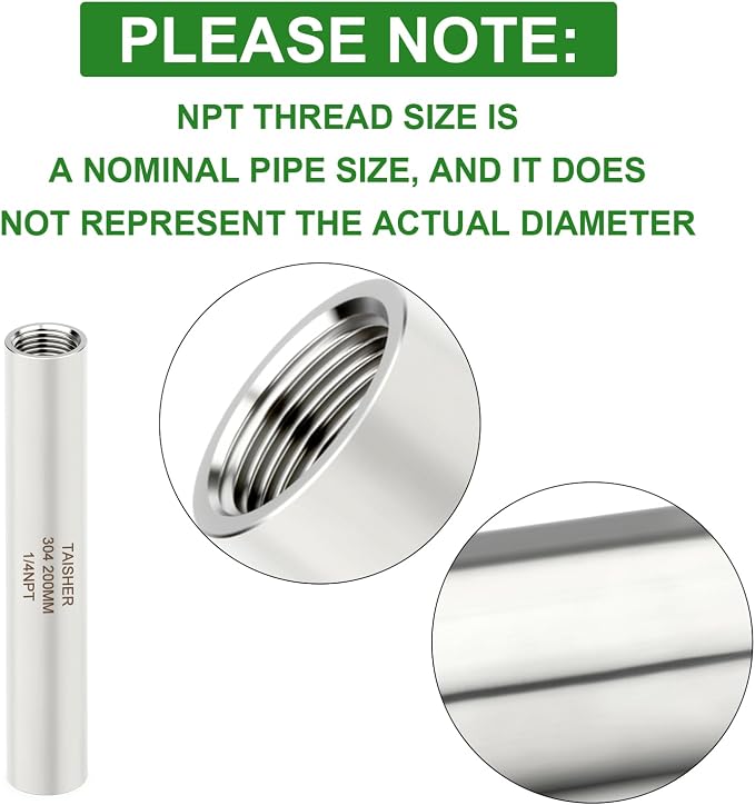 TAISHER 2PCS Stainless Steel Pipe Fittings, 1/4" NPT Female x 1/4" NPT Female - Image 4