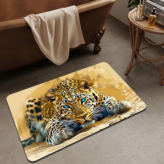 Bath Mat Rug, Beautiful Leopard Non Slip Quick Dry Super Absorbent Thin - Image 3