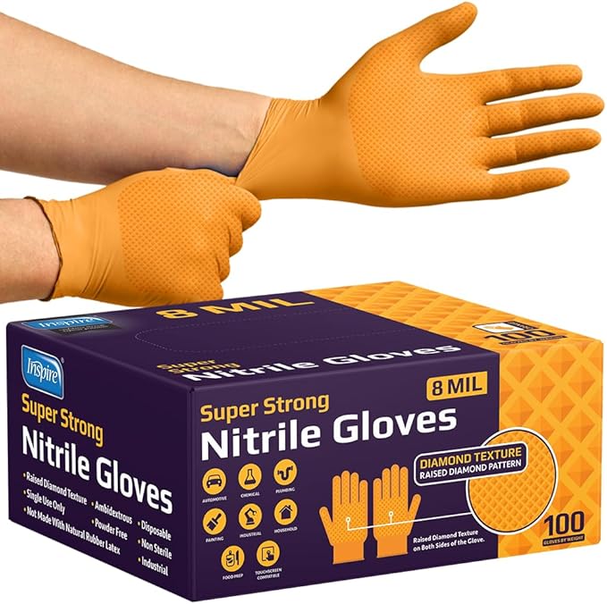 Inspire HEAVY DUTY ORIGINAL Stretch Nitrile Black Gloves Disposable Latex Free - Image 5