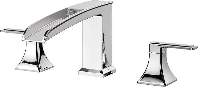 FORIOUS Waterfall Bathtub Faucet Set 3 Hole Chrome, 2 Handle Deck Mount Roman by FORIOUS