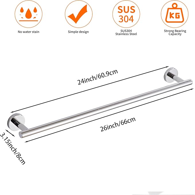 Bathroom Towel Bar, 24-Inch Towel Rack - Image 4