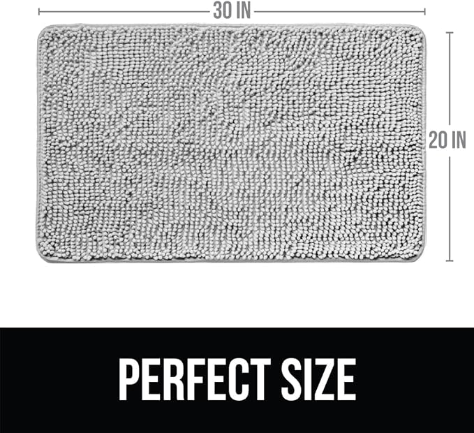 KANGAROO Bathroom Rugs, Chenille Soft Absorbent Bath Rug, Shaggy Shower Mat - Image 2