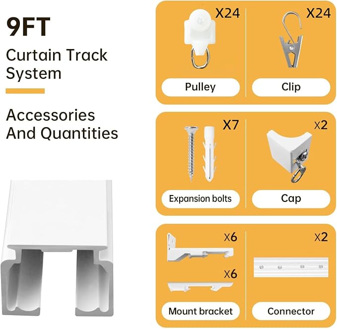 Curtain Tracks Ceiling Wall Mounted Heavy-Duty Curtains Rails Room Divider - Image 6