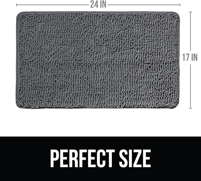 KANGAROO Bathroom Rugs, Chenille Soft Absorbent Bath Rug, Shaggy Shower Mat - Image 2