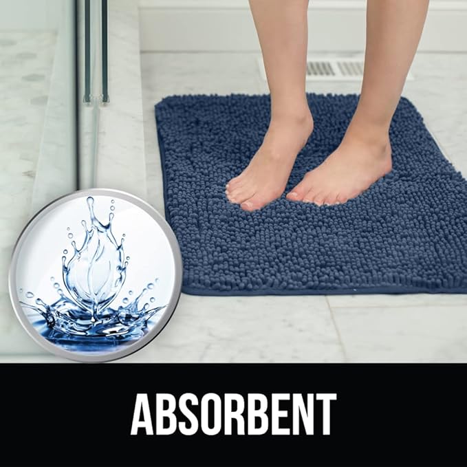 KANGAROO Bathroom Rugs, Chenille Soft Absorbent Bath Rug, Shaggy Shower Mat - Image 6
